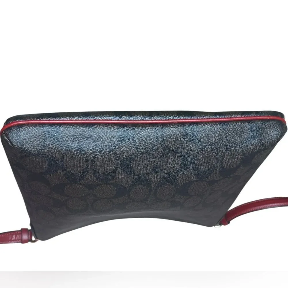 Coach Signature Rowan Brown and Red‎ Crossbody